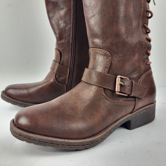 Eurosoft by SOFFT Carlen Lace-Up Knee High Boot Brown Leather Size 7M - Picture 2 of 13